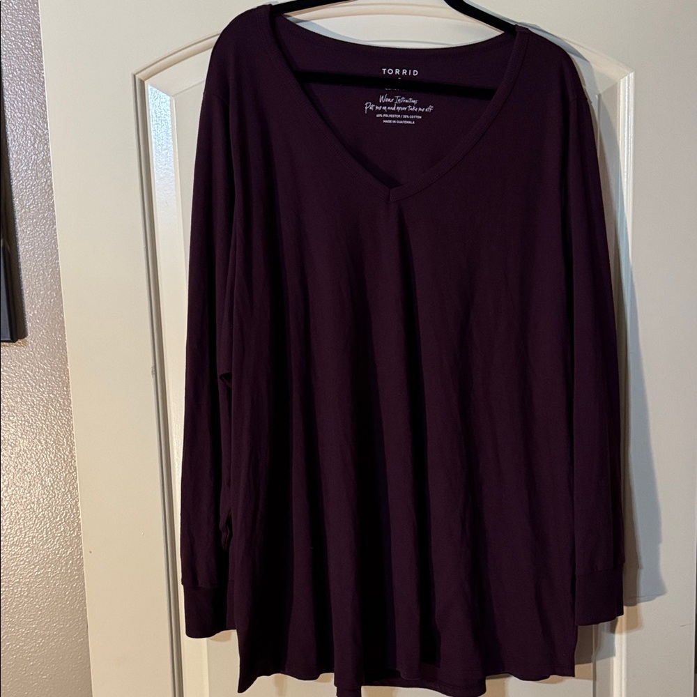 Torrid Deep Purple V-Neck Long Sleeve Top 5X